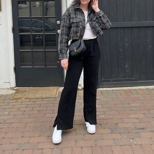 H&M Black & White Cropped Lightweight Jacket
